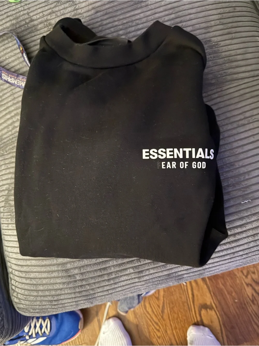 ESSENTIALS Men’s Black Crewneck Sweatshirt with pockets